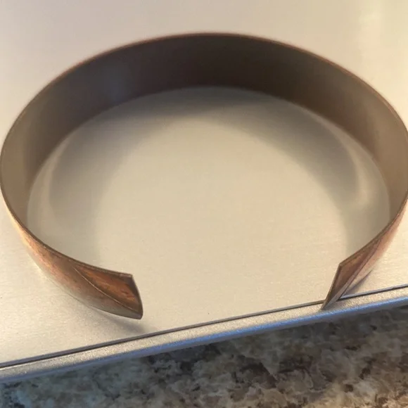 Solid Copper Cuff Bracelet Floral Studs Adjustable Boho Vintage Style - Picture 5 of 5